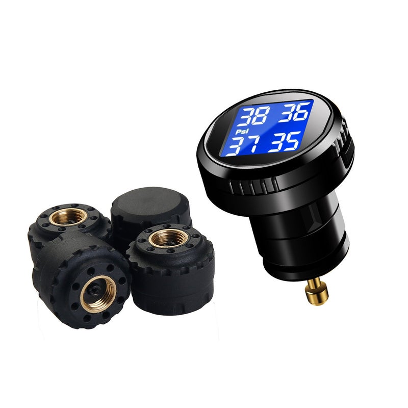 VESAFE Wireless Tire Pressure Monitoring System (TPMS) for Small Size 4-tire Vehicles, Including 4 External Cap sensors (0-87PSI) - Image 1